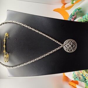 Brighton Greta Floral Silver Tone 18 Inch Circular Filigree Pendant Necklace